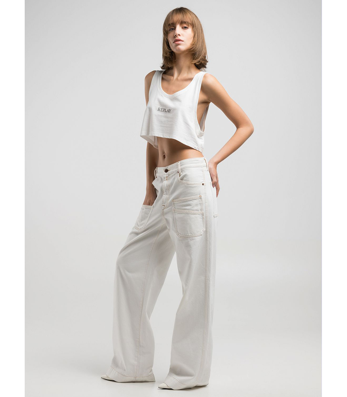 リラックスフィットフロントポケットリサイクルデニム 詳細画像 ホワイト 4